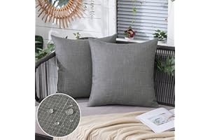 MIULEE 2er Set wasserdichte Kissenbezüge Leinenoptik Kissenhülle Outdoor Wetterfeste Dekohülle Sofakissen Zierkissen Couchkissen Dekokissen für Sofa Couch Wohnzimmer Schlafzimmer 40x40 cm Dunkelgrau