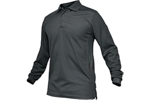 TACVASEN Herren Poloshirt Langarm Golf Tshirts Tactical Shirt Leicht Atmungsaktiv Freizeitshirts mit Brillenhalter