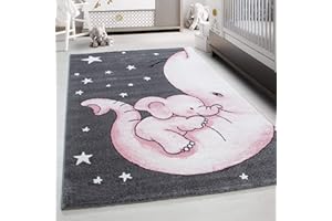 TEPPIUM Tappeto per bambini con simpatico design a gatto, morbido e soffice per cameretta, sala giochi, tappeto a pelo corto, soffice, facile da pulire Misurare: 80 x 150 cm Colore: Pink-2