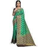C J Enterprise Sari de seda suave Kanjivaram puro para mujer con blusa para boda (Pari9016), Firozi, talla nica