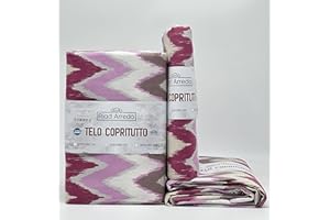 Riad Arredo Telo Arredo Copridivano Copritutto Moderno - Granfoulard Arredo Copriletto in Cotone Varie Fantasie - Tela Robusta Resistente Made in Italy (Lines Purple, 2 Piazze - 250x280 cm)