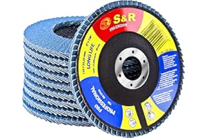 S&R 10 Disques à Lamelles 125 Abrasifs pour Acier Inox Bois Métal Grain 80. Disque de ponçage à compartiments pour Meuleuse.