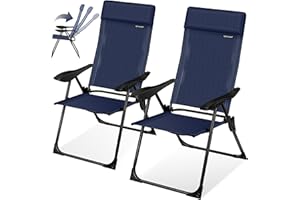 KESSER® Chaises de Jardin, Set Basic de 2 chaises, réglage en 7 Positions, résistantes aux intempéries, Chaise de Camping, Chaise de Balcon, Chaise Pliante, Jardin, terrasse, Bleu