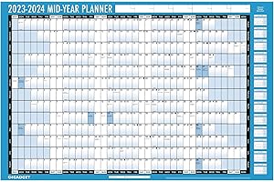 G4GADGET 2023-2024 Mid Year Planner A2 Large Laminated Academic Wall-Planner 59CM X 42CM with Dry Wipe Marker Pen & Sticker Dots