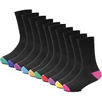 thumbnail image 2 of 12-Pack Men's Cotton Rich Dress Socks – Black With Colorful Heel & Toe, Sizes 6-11, Mid Calf 2 of 4
