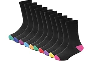 SOCKSTACK Sock Stack 10 Pairs Of Kids Black Multi Socks, Boys Girls Heel & Toe Socks