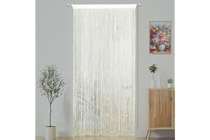 YaoYue Beaded Curtain Door String Curtains for Doorways Tassels Beads Hanging Fringe Hippie Window Hallway Entrance Wall Closet Bedroom Privacy Decor (Ivory, 39" W x 110" L (Pack of 1))