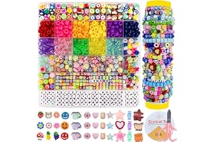 LYMOOR Pony Beads for Bracelet Making kit, Kandi Bead, Jewellery Making Kits for Girls, DIY Hairpin Colorful Charm Clay Beads Bracelet Kits, Hair Crafts Gifts