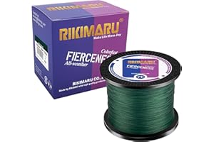 RIKIMARU FIERCENESS Braid Fishingline (Dark Gray,Moss Green,Ocean Blue,Fluo Yellow,Multicolor,300-1000Yds, 4-180LB)