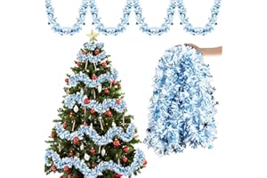 Aitsite Guirlande de Noël Bleu, 10M/Paquet de 5, Métallique Blanche, Guirlande de Sapin, Décoration Intérieur Extérieur, Fête, Mariage