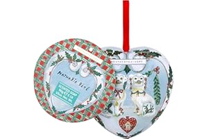 Vintage & Co Beauty X Nathalie Lete Christmas Edition Scented Soap In Reusable Heart Shaped Tin | With Essential Oils | Cruelty Free & Vegan Friendly | 9 x 5g