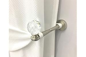 GLOBALCORPORATION Fermatenda reggitenda sfera swarovski fermatenda da muro gancio tenda ganci parete gancio per tende fermatende a muro raccogli tenda reggi tenda ambrasse per tende embrasse R528 (ACCIAIO SATINATO, 16)