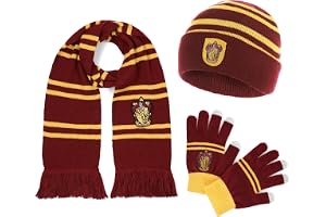Harry Potter Oficjalny szalik Gryffindor, czapka i rękawiczki - zestaw akcesoriów dla kobiet i dzieci - prezent z Hogwartu i akcesorium do kostiumu