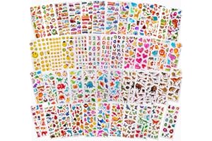 TOMKITY 50 Feuilles Gommettes Enfants 2Ans 3 Ans 3D Autocollant Stickers Animals DIY Scrapbooking Cadeau 1000+pcs