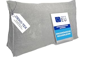 ‎PILLOWS24 Pillows24 - Cord Rückenkissen für Bett & Sofa mit abnehmbarem, waschbarem Bezug [ 140cm - Cord-Hellgrau ] | Bequemes Keilkissen und Lesekissen fürs Bett | Großes Sofakissen für Rückenlehne und Sofa