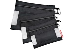 HAUTMEC 3 Pieces Small Tool Pouch, Multi Function Zippered Tool Poly Bag with Mesh Window, Heavy-Duty Clip Organizer HT0126-TB