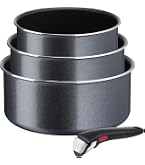 Set 3 Casseroles Tefal Ingenio - Poignée Amovible - Induction - Revêtement Titanium - Fabriqué France