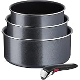 Tefal Ingenio XL Force L15890 Saucepan Set 4 Pieces with Removable Handle 16/18/20 cm Space Saving Titanium Cookware 2 Non-St