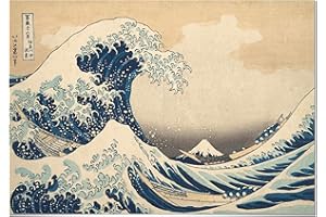 Panorama Lienzo Hokusai La Gran Ola de Kanagawa 100x70cm - Bastidor Incluido - Cuadros Decorativos para Salón - Decoración Moderna