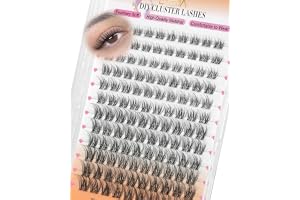 EMEDA Natural Eyelash Clusters - Wispy & Airy DIY Eyelash Extensions - D-Curl Individual Eyelashes with Transparent and Soft Band - Mix 8mm 10mm 12mm 14mm Cluster Lashes (US-Mix)