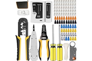 MAYLINE-TECH MAYLINE Cirmpatura per Cavi Rete CAT5 CAT6 RJ45 Strumenti Kit di Rete Professionali Manutenzione del Ethernet LAN Tester del Cavo RJ11 Pinza Crimpatrice, Connettori, Strumenti di Riparazione (Nero)