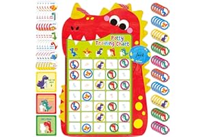 SPRITEGRU Magnetische Töpfchen-Trainingsübersicht, Belohnungsübersicht für das Töpfchentraining mit 50 wiederverwendbaren Dinosaurier-Magneten, 45 Stickern und Einer Aufbewahrungstasche (36cm x 25cm)