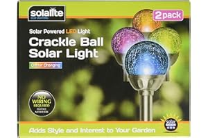 SOLALITE 6 x Stainless Steel Colour Changing Solar Crackle Ball Light Ice Orb Globe