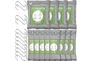 VITSCAN Paquete de 12 bolsas purificadoras de aire de carbón de bambú, bolsas de carbón activado absorbente de olores, absorbente de humedad, ambientador natural para automóvil, desodorante (8x50g, 4x200g)