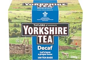 Yorkshire Tea Decaffeinato - Tè Nero Decaffeinato, Forte e Rinfrescante - Tè Tradizionale Inglese - Provenienza Responsabile - 160 bustine