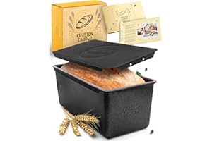 KRUSTENZAUBER Brotbackform mit Deckel – Kastenform Brot aus Kohlenstoffstahl für perfekte Hitzeverteilung bis 260°C, Ideal für Sauerteig & Kastenbrote, Antihaft Backform für gleichmäßige Kruste & Form