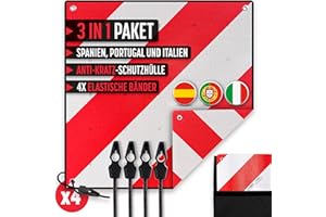 ‎MAGMA MAGMA | Warntafel Italien Fahrradträger | 3-Pack Warntafel Italien Spanien + 4 Spanngurte + Tasche Anti Kratzer | Warntafel Fahrradträger | Wohnmobil | Warnschild 50x50 cm | Schild Fahrrad Rot