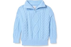 Amazon Essentials Jungen Zopfstrickpullover mit Viertel-Reißverschluss und lockerer Passform