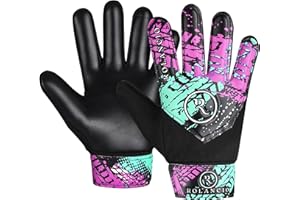 ROLANCIO Goalkeeper Gloves Kids | Goalie Gloves with Dual Wrist Protection | Football Gloves Non Slip Latex Material | Breathable Youth Soccer Goalie Gloves | Youth Goalkeeper Gloves