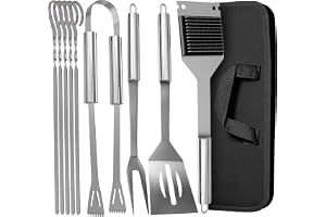 Praknu Grillbestickset rostfritt stål – grilltillbehör – grillbestick med väska
