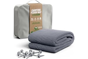 GardenGloss Tapis de Préau - Tapis de Camping Extérieur Imperméable - Tapis de Tente avec 12 Piquets et Sac de Transport