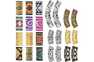 WILLBOND 24 Piezas Abalorios Dreadlock Cuentas Tubo de Pelo Accesorios de Joyería de Trenzado de Cabello Bricolaje Decoraciones de Cabello Trenza para Favores Mujer Hombre, Estilo Tibetano (Patrones Novedades)
