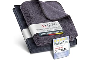 Glart 4432K Set di 2 panni in microfibra per vetri auto, Fishskin 60x40 cm e panno asciugatura 32x32 cm, set lavaggio adatto anche per pulizia finestre