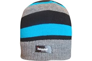 TeddyT's Boys Striped Design Thermal Knit Fleece Lined Thinsulate Winter Beanie Hat