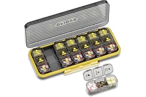 OFIDUS 21 Komórek 3 Razy Dziennie Organizer na Pigułki - Odporne na Wilgoć Codzienne Pudełko na Pigułki, Wyjmowane Oddzielne etui na Pigułki Nadaje się do Biżuterii Podróżnej i na co Dzień (Czarny)