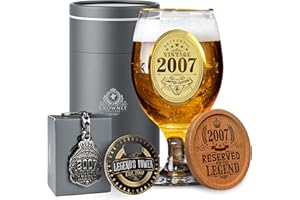 CROWNLY CRYSTAL® 2007 18th Birthday Gifts Personalised Beer Glass for Men Brother Or Friend Birthday Decoration