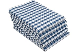 ZOLLNER 5 paños de Cocina de algodón, 50x70 cm, a Cuadros Blanco y Azul
