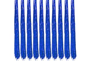 Oblique Unique® 10x Lametta Glänzend 100cm für Weihnachtsbaum Baumschmuck Weihnachtsdeko Weihnachten Party Feier Deko Silber Gold Weiß Schwarz Pink Lila Blau Grün - Farbe Wählbar (Blau)