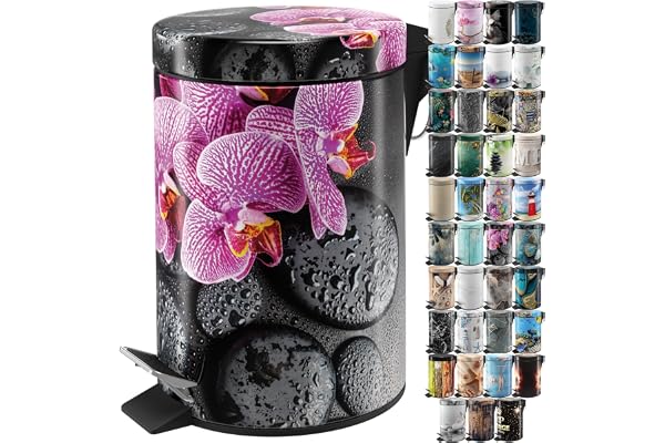 Sanilo Poubelle de Salle de Bain 3L avec système d’abaissement automatique, Nombreuses nouvelles Poubelles à Cosmétiques au choix, Poubelle avec seau intérieur (Madeira)