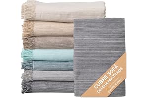 JARAPA HOME MADE WITH LOVE Colcha Multiusos; Plaid sofa, Manta Foulard, Cubre cama, foulard para sofas de Algodón y otras fibras acabado de calidad Fabricado en España. (Gris Oscuro JASP. 06, 180x260cm)