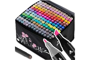 Nukido Lot de 168 marqueurs à alcool avec pochette double face étanches