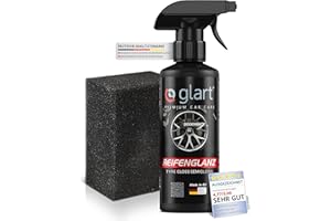 Glart Reifenglanz-Premium Autoreifen Pflege für matten Seidenglanz-500ml Autoreifen Glanzspray inkl. Auftragsschwamm für professionelle Auto Aufbereitung - Kunststoffpflege Auto Gummipflege