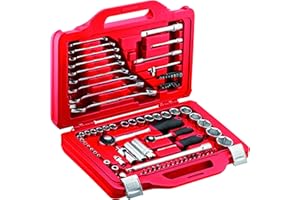 USAG 601 1/4-1/2 J82 U06010010 Assortimento in Cassetta Modulare con Bussole Esagonali e Chiavi Combinate (82 pezzi), Rosso