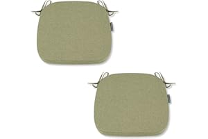 SOFTILLO Comfortable Chair Cushion With Ties - 42x40x5cm - Indoors/Outdoors Seat Pads Cushion Pad - For Dining, Living Room, Garden, Patio, Office Chairs – Thick Portugal Fabric – (Pistachio, Pack of 2)