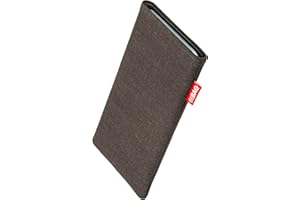 fitBAG Jive Braun Handytasche Tasche aus Textil-Stoff mit Microfaserinnenfutter für Google Pixel 6 Pro | Hülle mit Reinigungsfunktion | Made in Germany