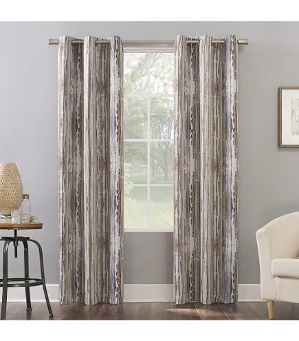 Sun Zero Nepal Medallion Print Blackout Curtain Panel – Stone Color, 40x84 Inches, Grommet Top, Thermal Insulating